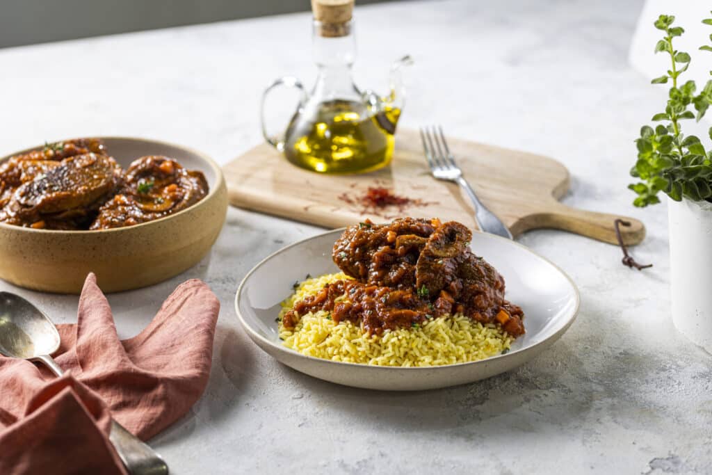 Osso buco with saffron rice